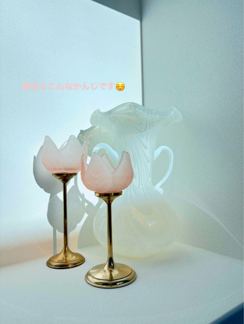 チューリップ型ガラススタンドランプ　キャンドルホルダー　フラワーベース　hora