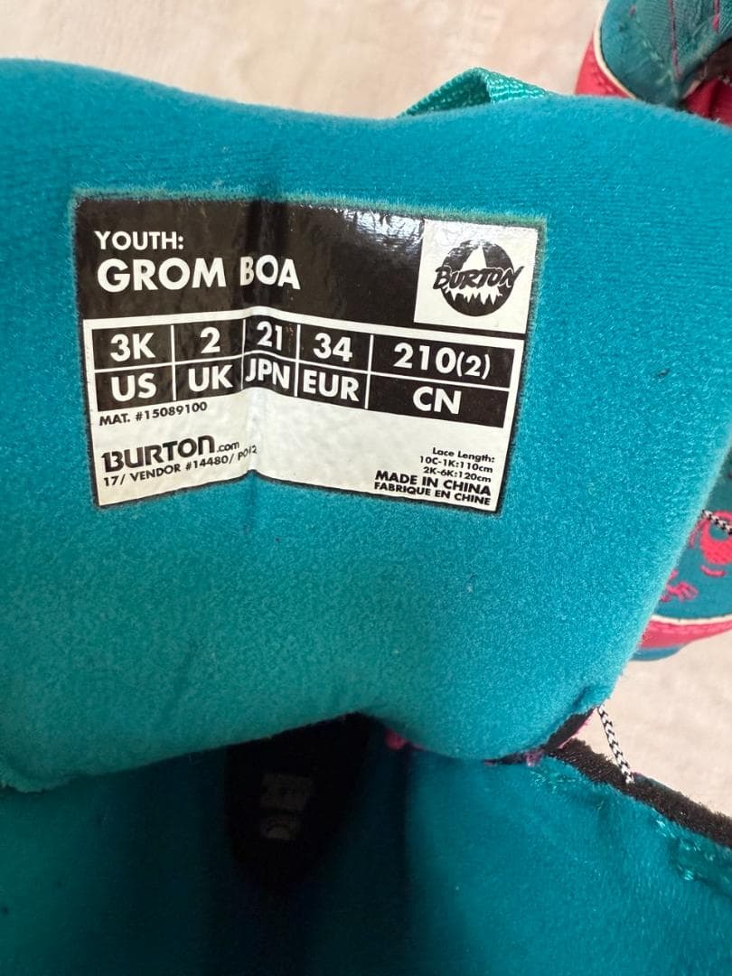 BURTON GROM BOA バートン　キッズ 21cm　グロム　ボア