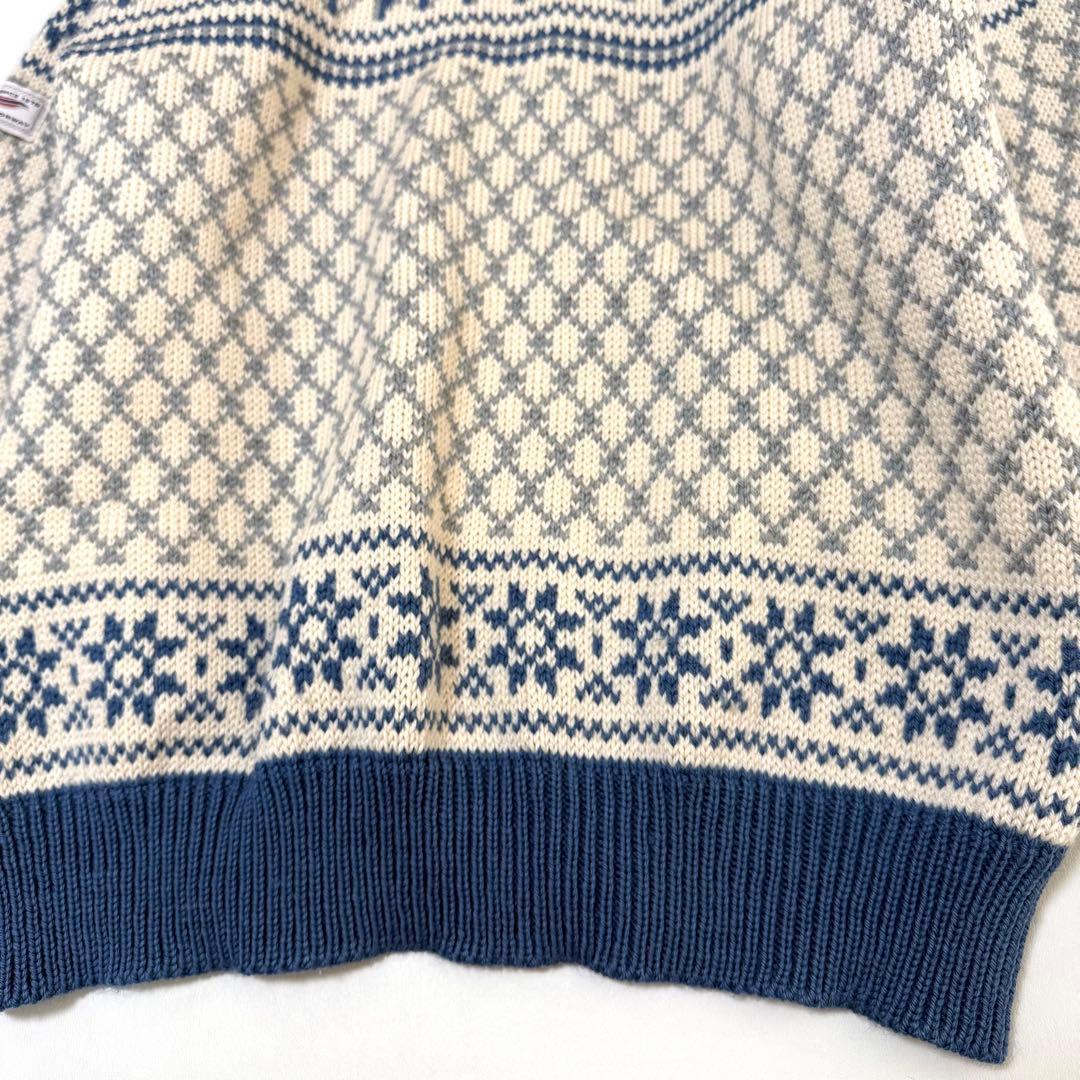 【ダーレ オブ ノルウェイ】ノルディックカーディガン（XL）ブルー　シルバー金具