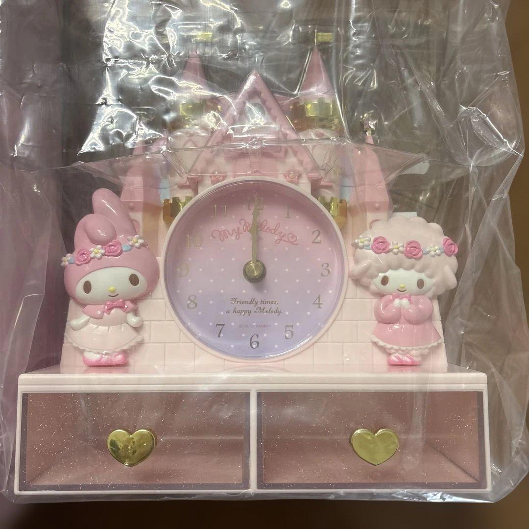 未使用 サンリオ マイメロディ お城型　チェスト付きクロック　置き時計
