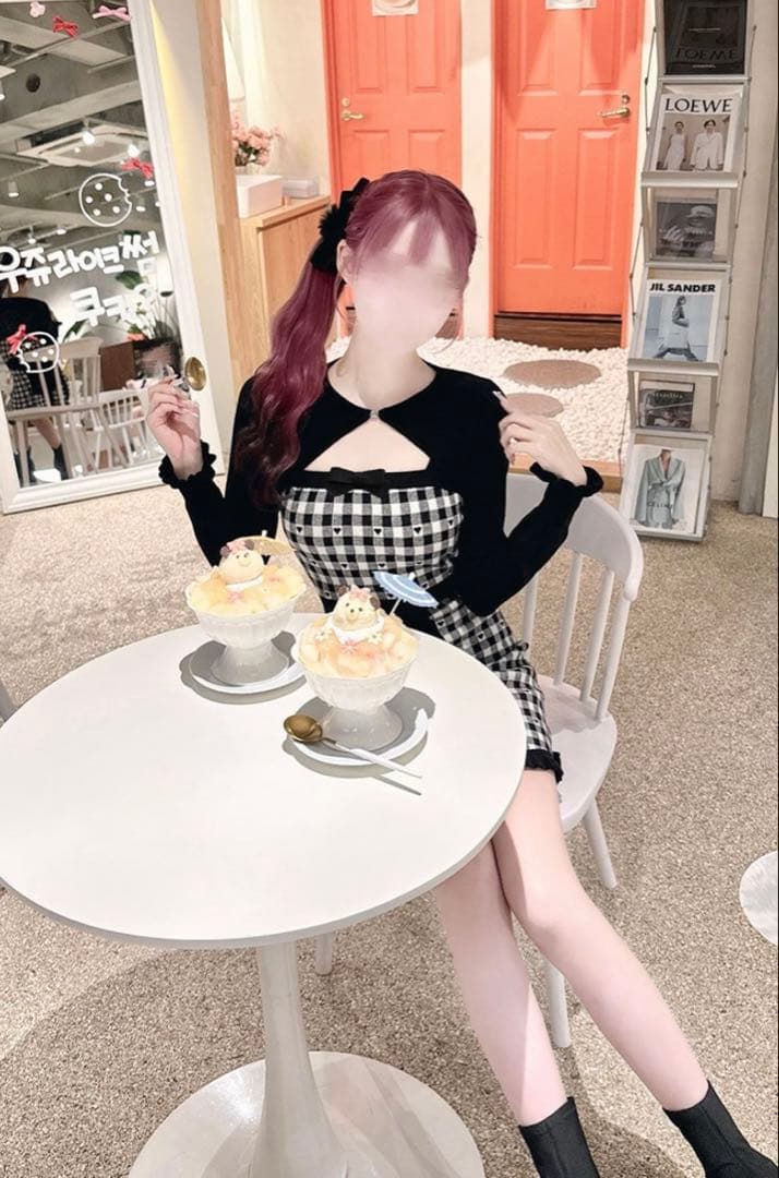 ハニーミュウ　バックリボン×ギンガムハートアンサンブルワンピース