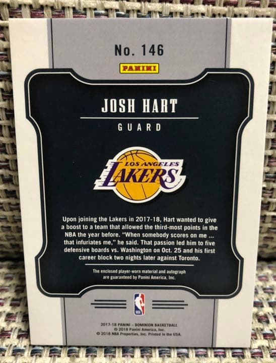 NBAカード Josh Hartルーキーサインカード 10枚限定 ジャージNo.