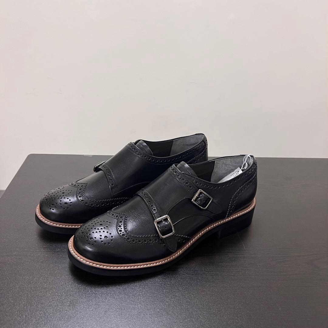 新品MARGARET HOWELL ダブルモンクストラップ 23ブラック革靴