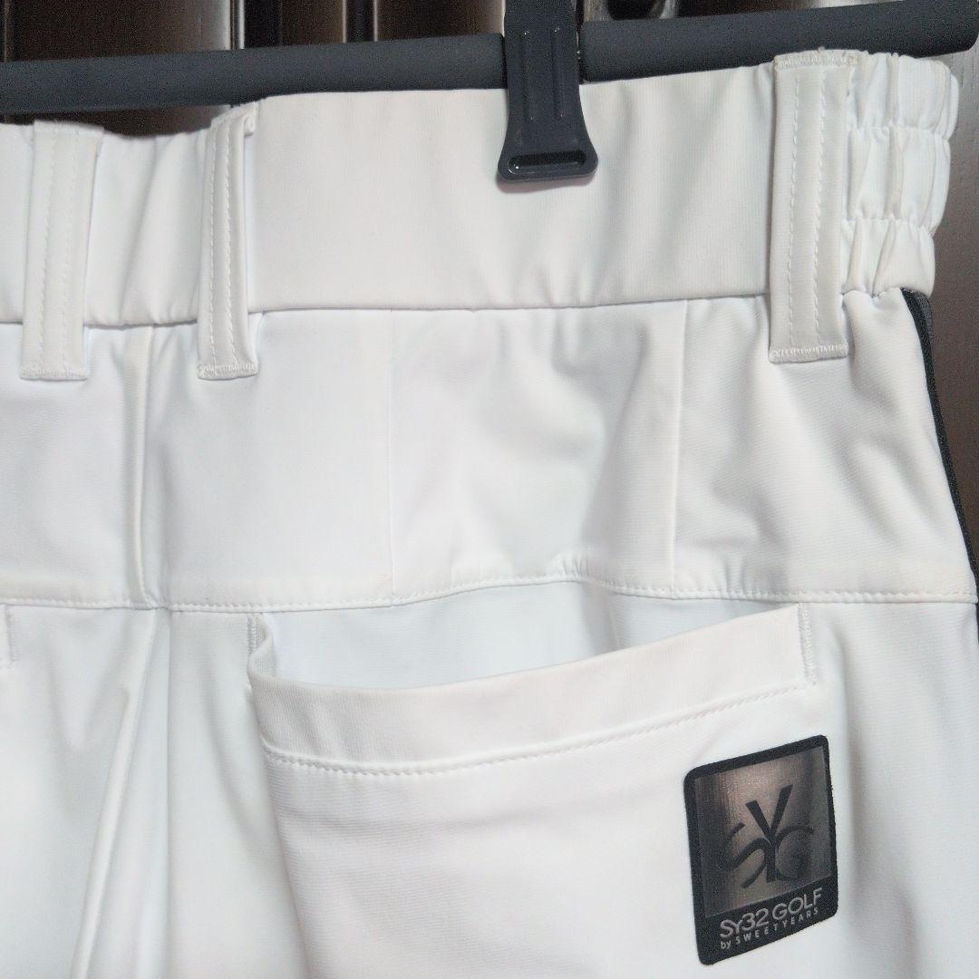 SY32:メンズ:Lサイズ:カルビコ スリム サイドラインパンツ:白/黒ライン
