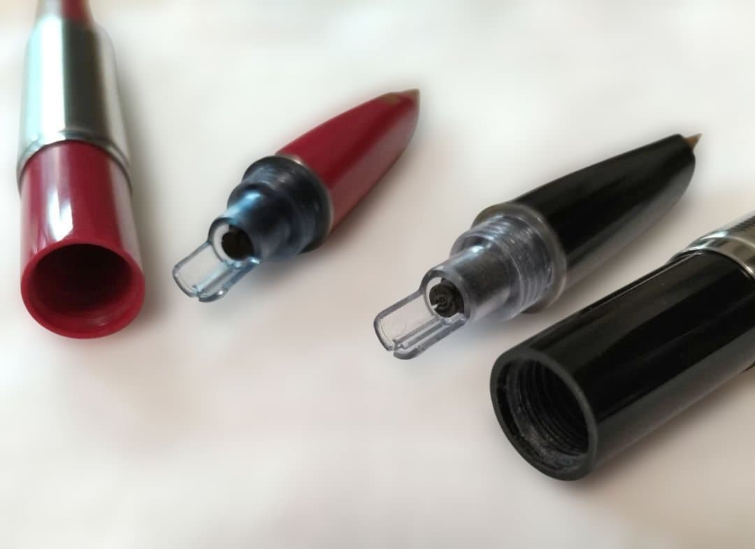 PILOT伸縮式万年筆「パイロットショート」14K黒 ピンクセット