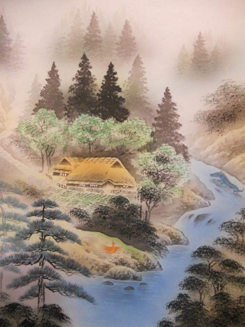 掛け軸 石田雪外 四神相応図 絹本 希少 軸装 茶道具 掛軸 美品 です。