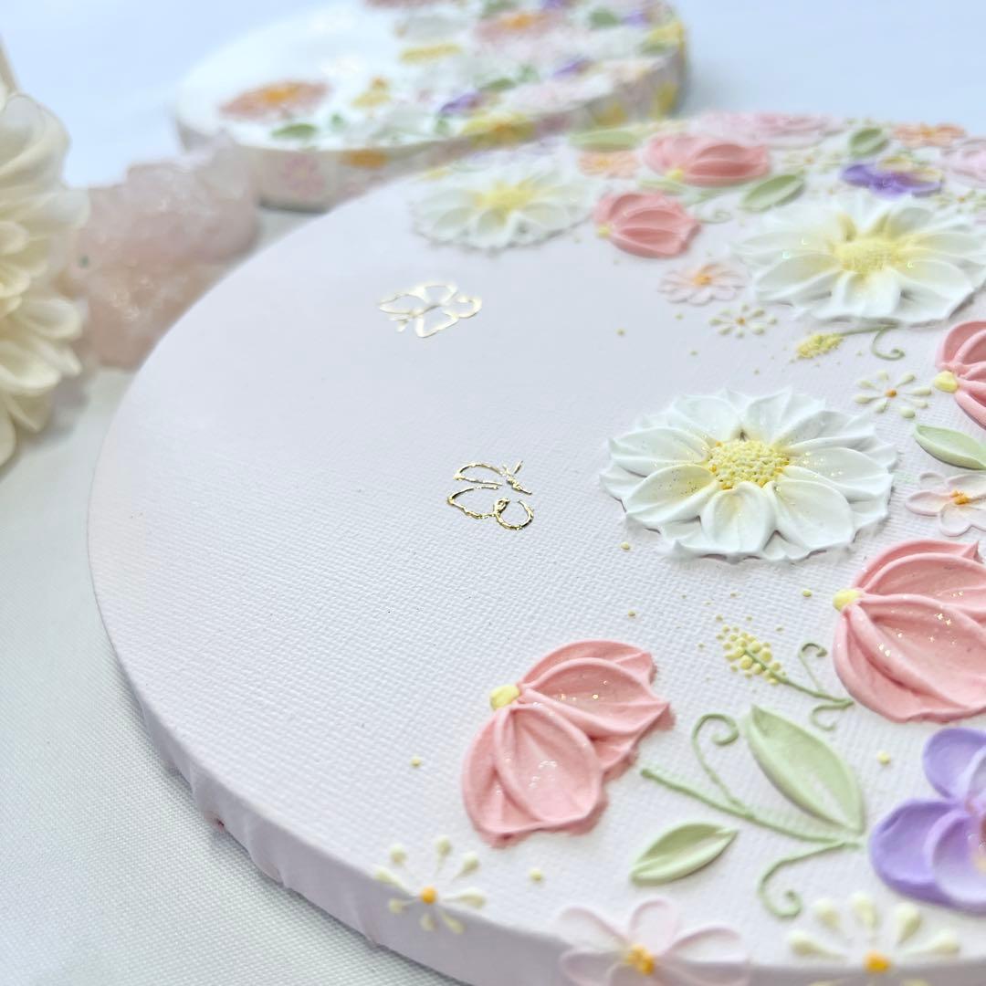 melia テクスチャーアート　絵画　インテリアアート　花　立体　絵　北欧