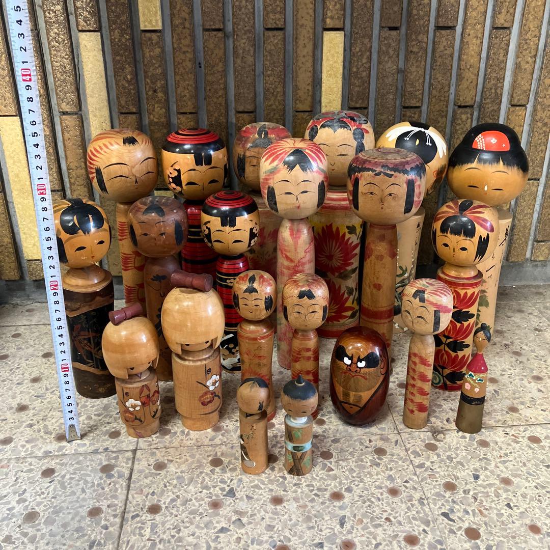 D壁 昭和レトロ こけし 小芥子 21体セット セット売り まとめ売り 木製
