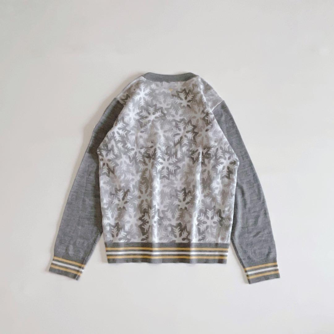 アンパスィ ニットセーター 長袖 LL グレー 総柄　大きいサイズ　ワッペン