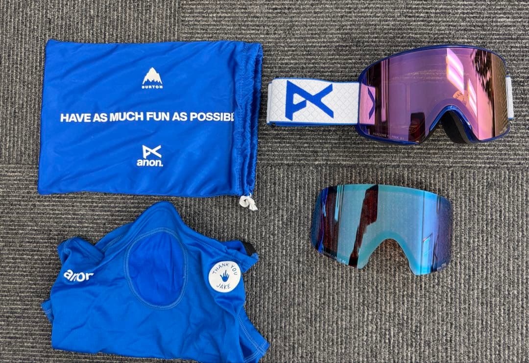 anon. ゴーグル ブルーミラー レンズ 収納袋付き