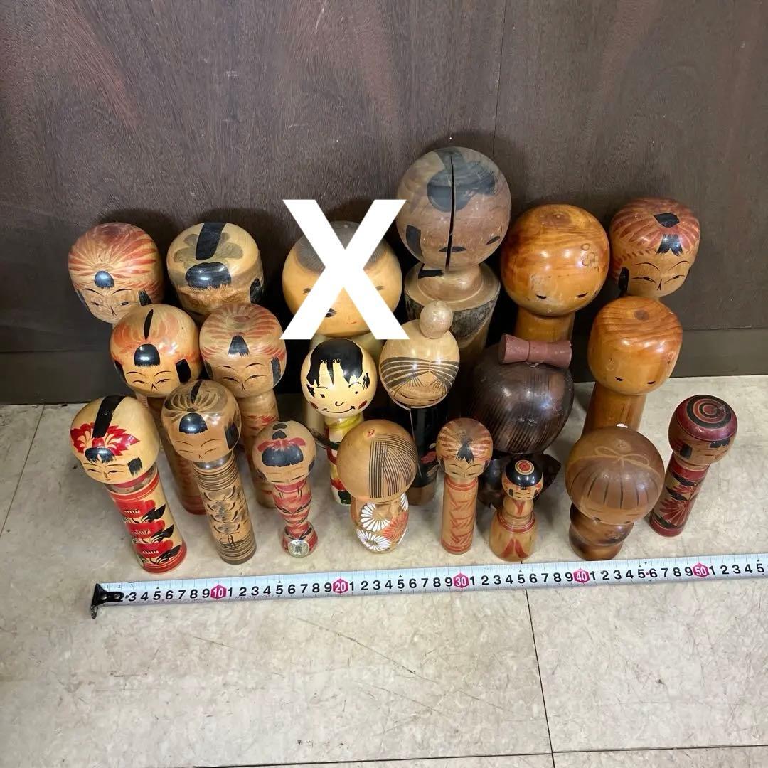 D-3 昭和レトロ 木製 こけし 小芥子 18体セット まとめ売り 大量 人形