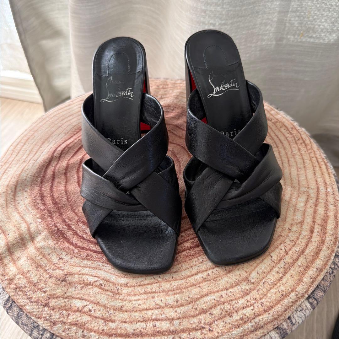 Christian Louboutin クロスストラップサンダルブラック37.5