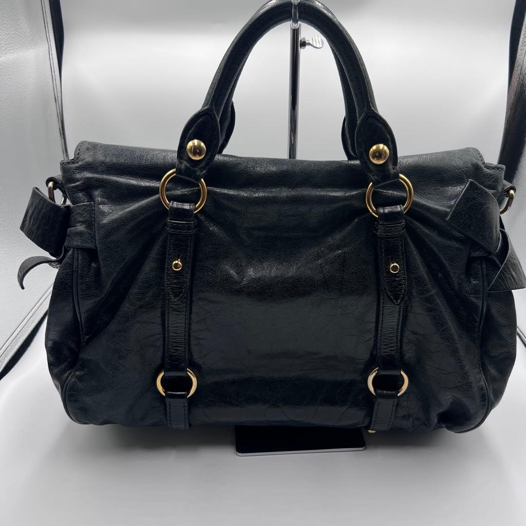 【定番】MIU MIU ミュウミュウ ヴィッテロルクス 2WAYバッグ 黒 人気