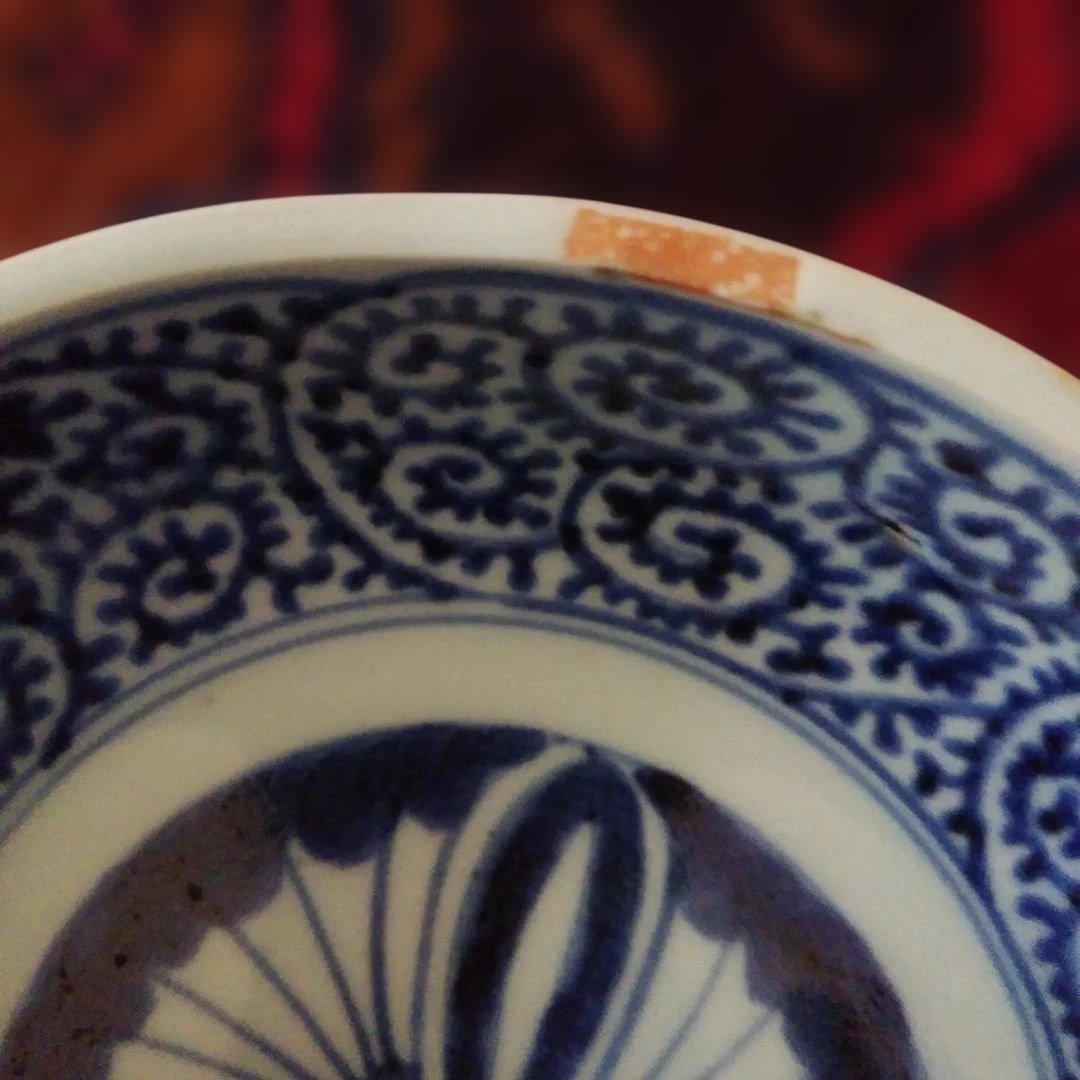 古伊万里 染付 蛸唐草文皿 五客 なます皿 くらわんか 筒江窯 アンティーク