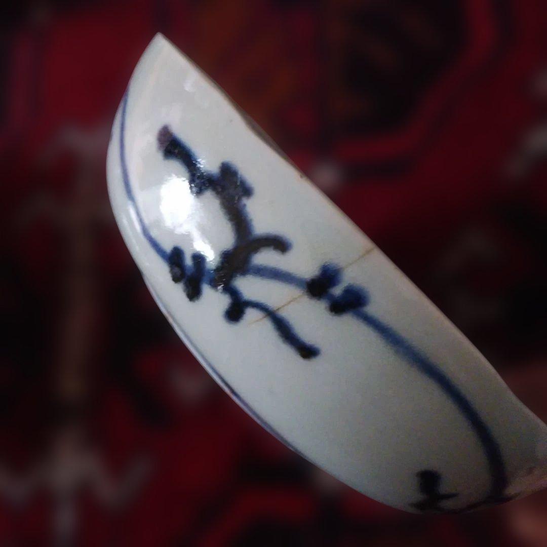 古伊万里 染付 蛸唐草文皿 五客 なます皿 くらわんか 筒江窯 アンティーク