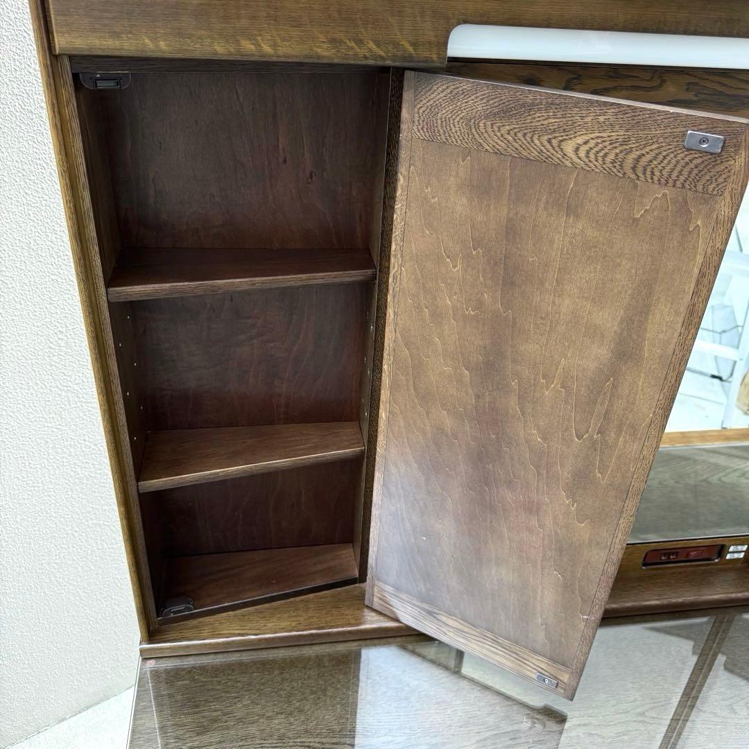 美品✴︎カリモク ドレッサー 3面鏡 化粧台 鏡台 ライト付 スツール付