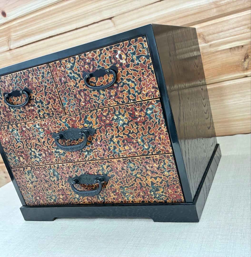 津軽塗 三段小引き出し 古道具 漆塗り 和モダン収納