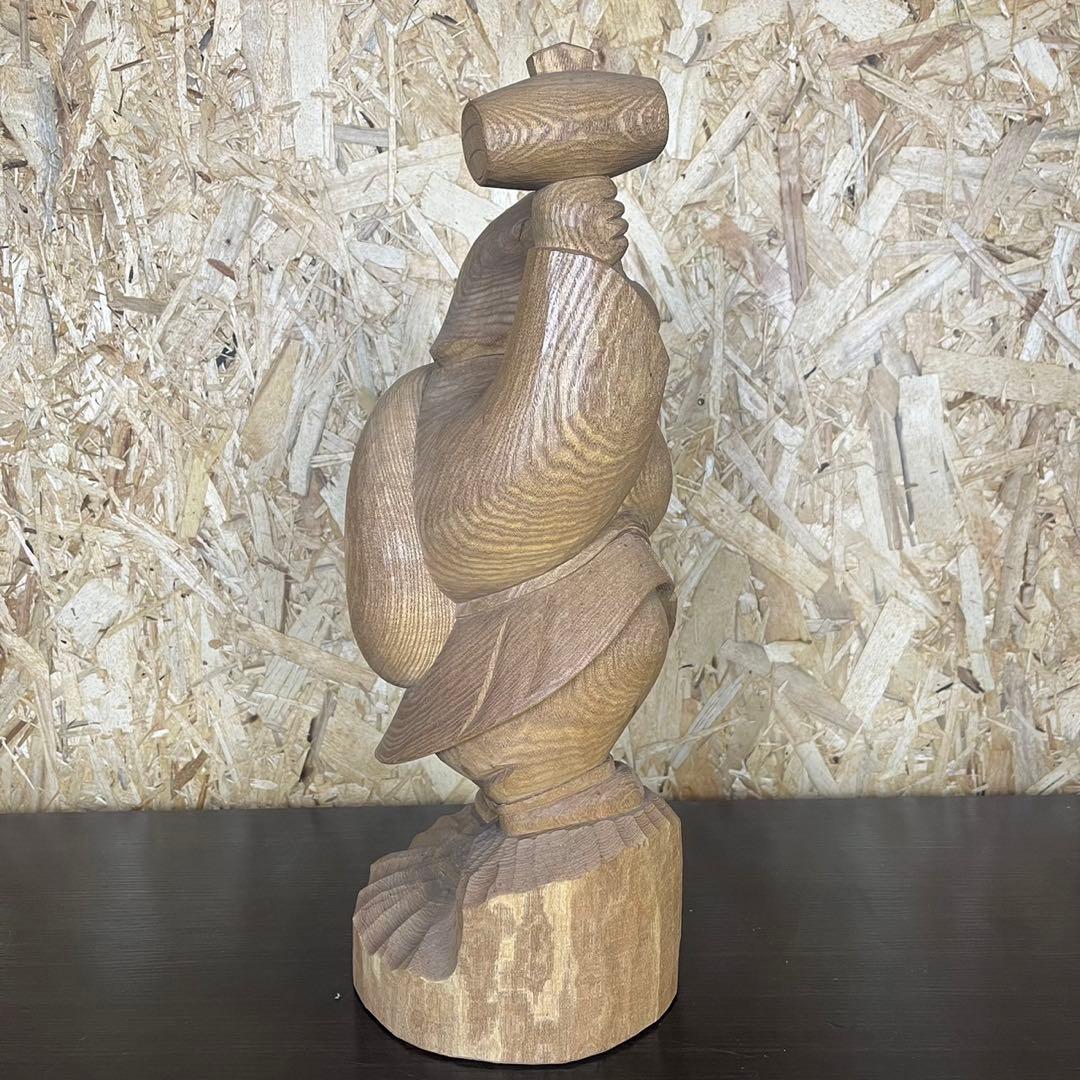 大黒天 木彫り 置物　一刀彫　アンティーク　ヴィンテージ　レトロ　縁起物　大黒様