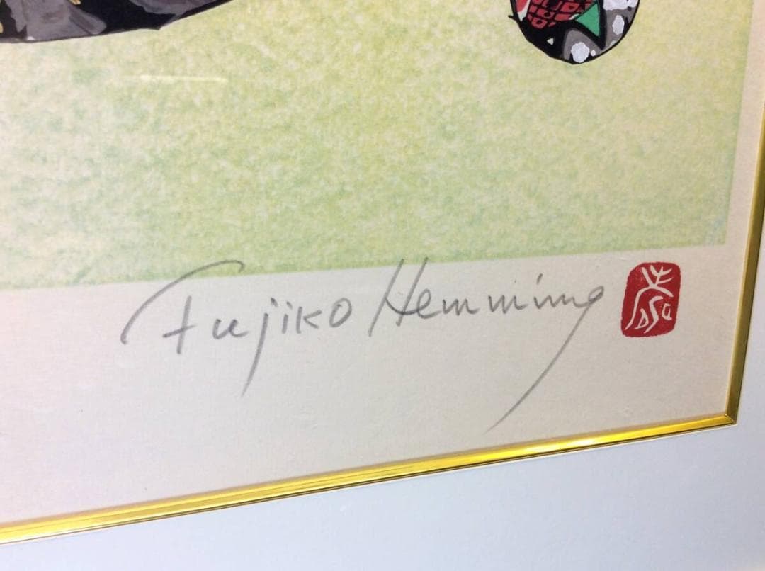 美品 フジ子・ヘミング 「猫十態 クリコ」直筆サイン・限定6番/200部 木版画