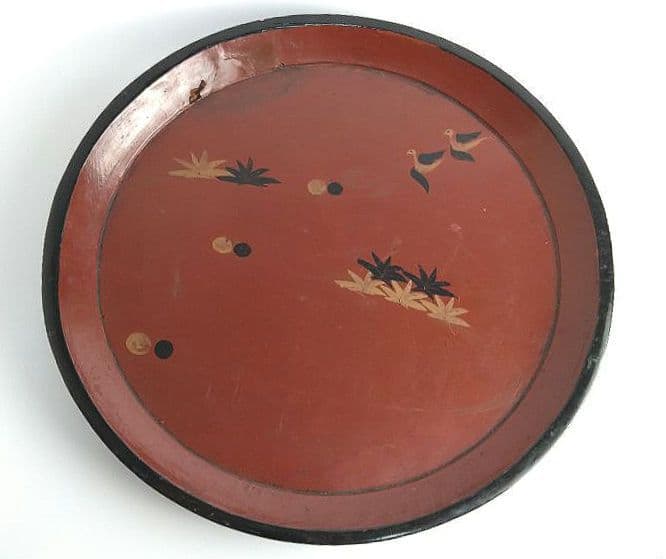 漆器　盆　鳥文　骨董