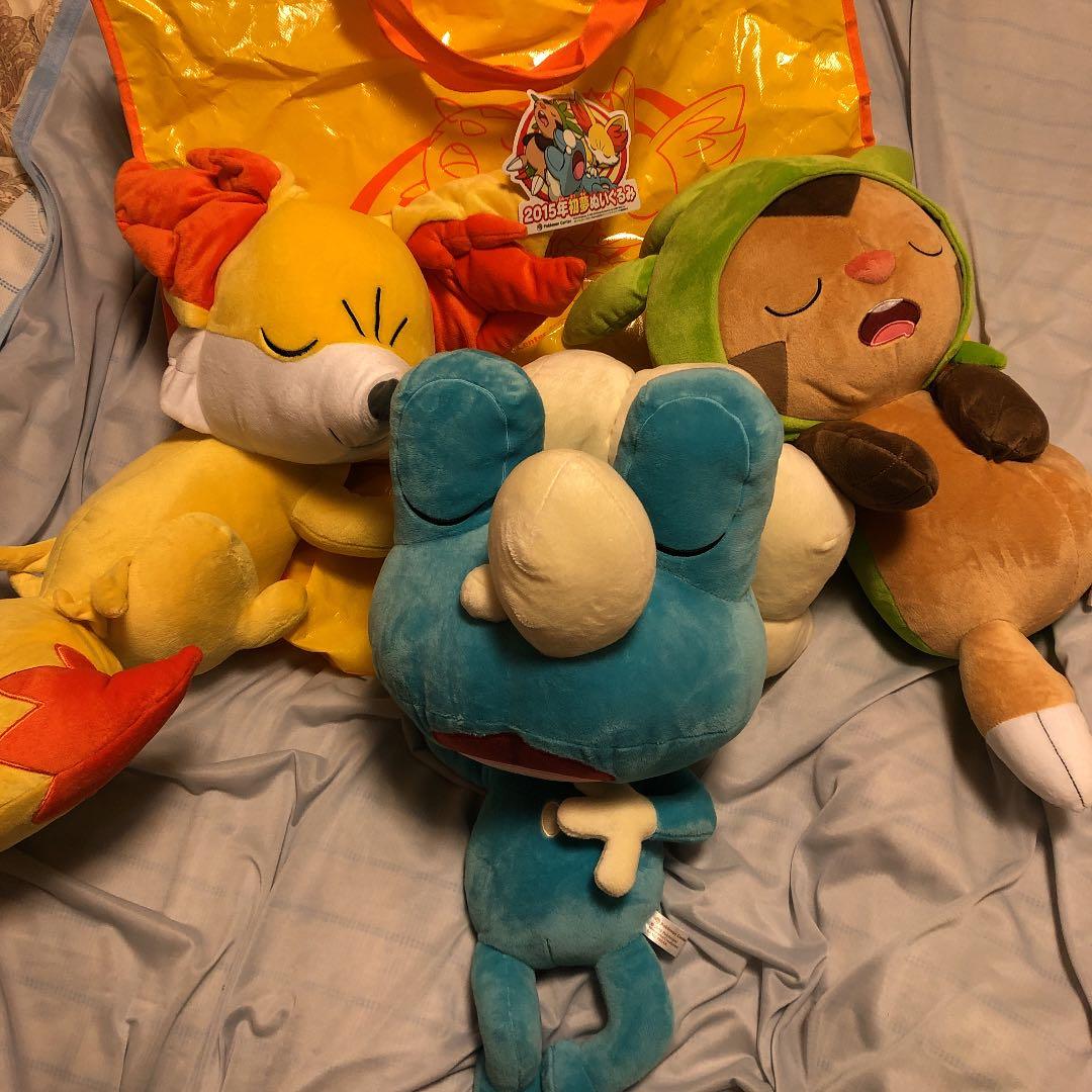 ポケモン 2015年　初夢　ぬいぐるみ　フォッコ　ケロマツ　ハリマロン