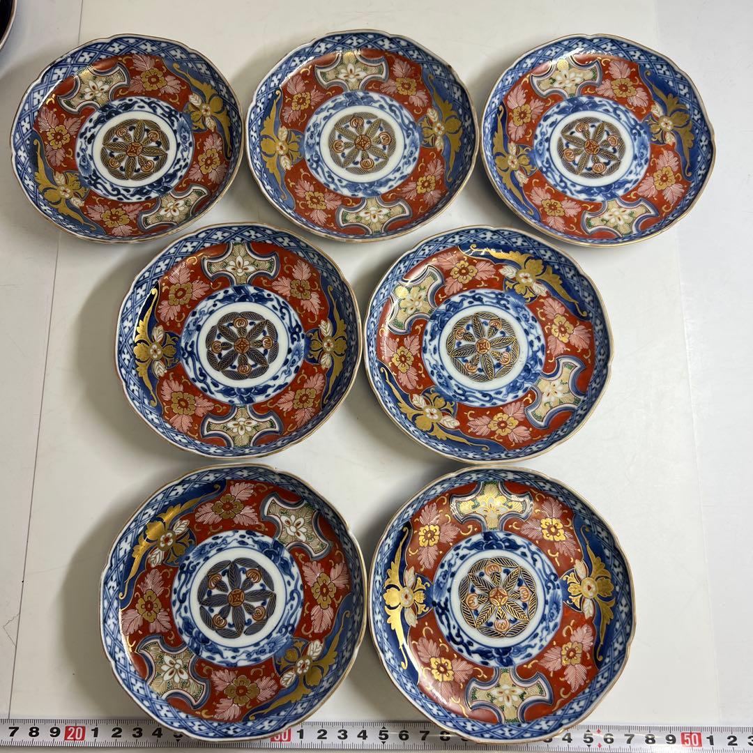 明治初期　極上手　大聖寺伊万里中皿14枚　木箱付　東Y8-0205☆2F