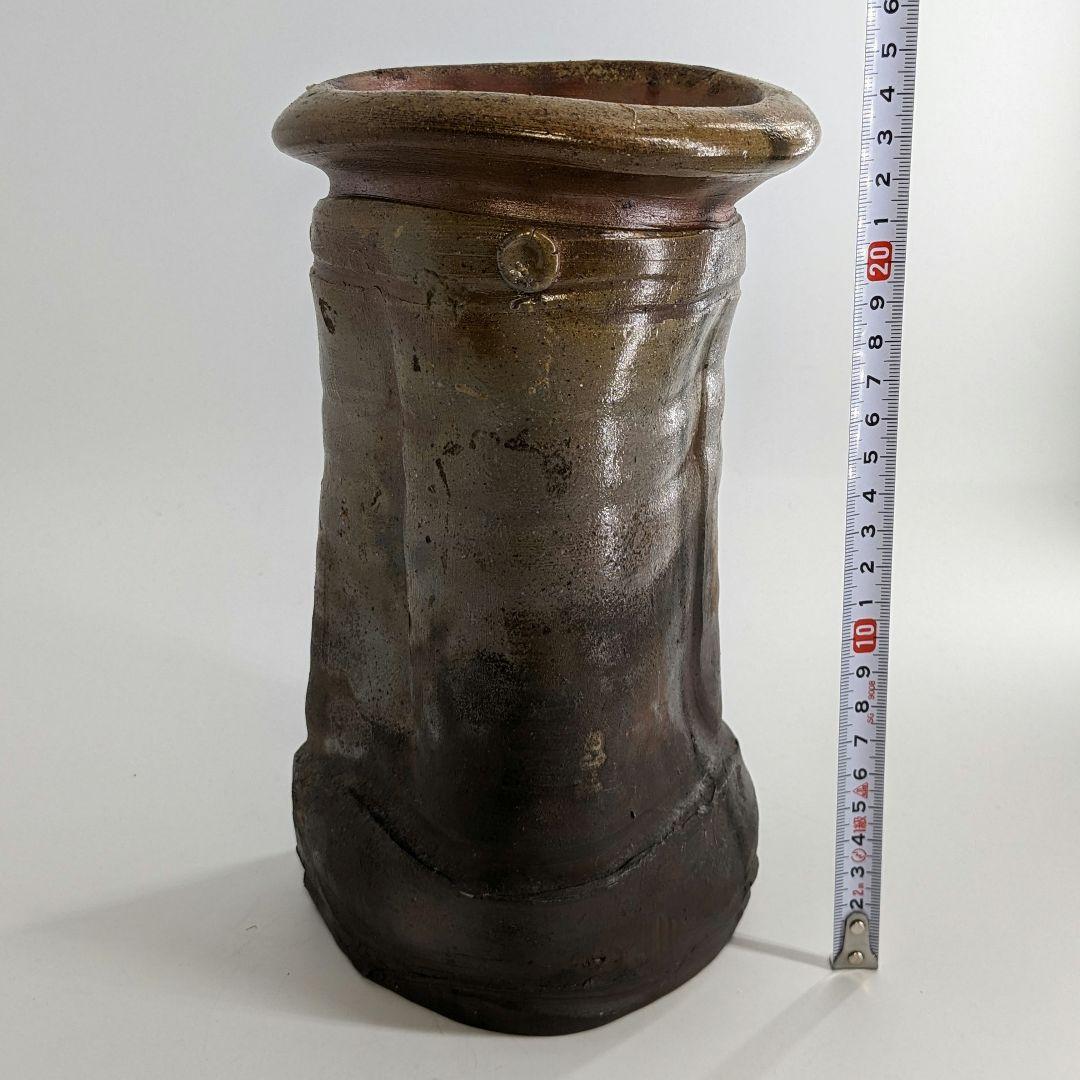 乗松俊行 備前焼 擂座花入 共箱合布栞 花瓶 花生 花器 フラワーベース 工芸品