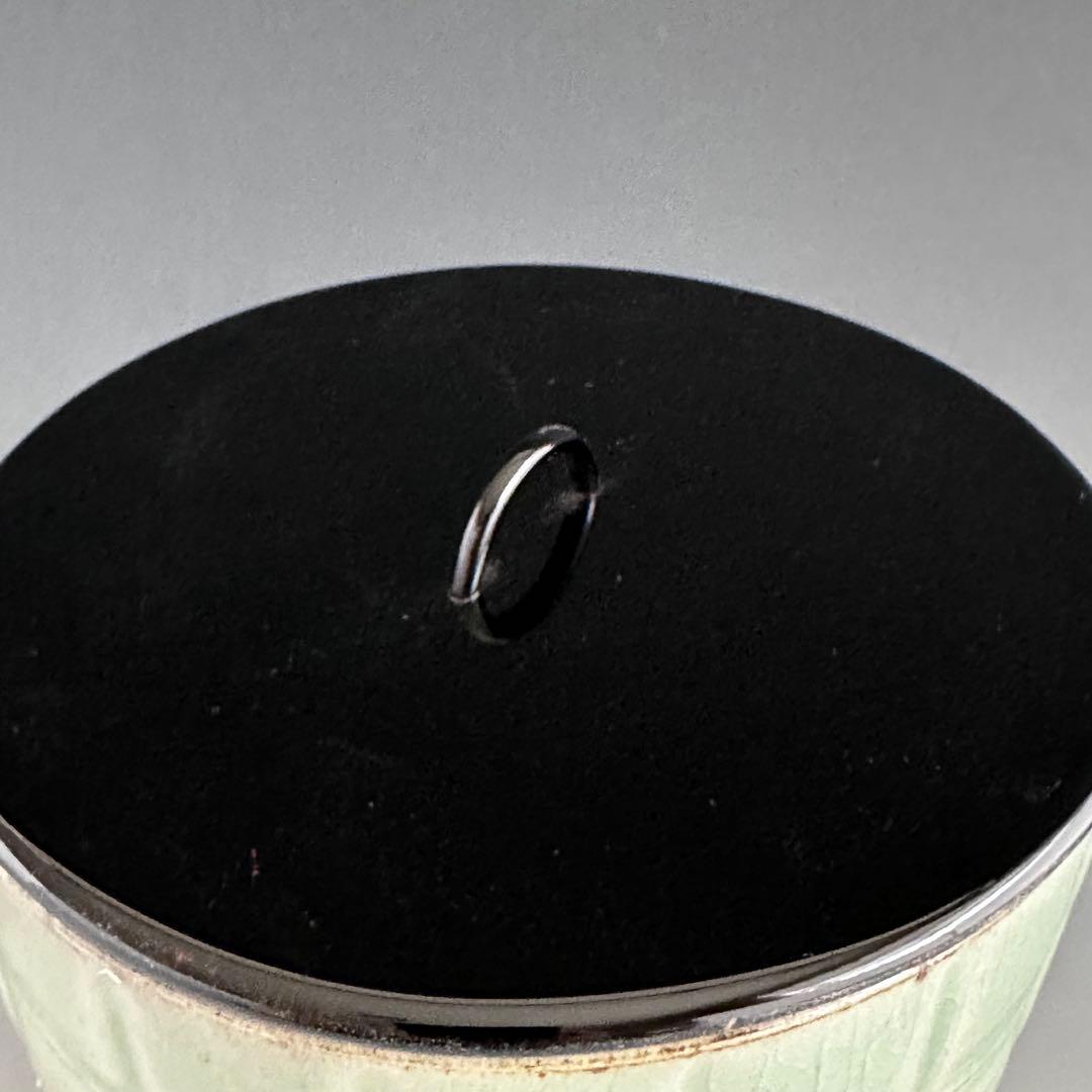 茶道具　青磁　竹彫　廣州窯　共箱　堀内宗完宗匠書付　表千家　茶会　陶芸　韓国