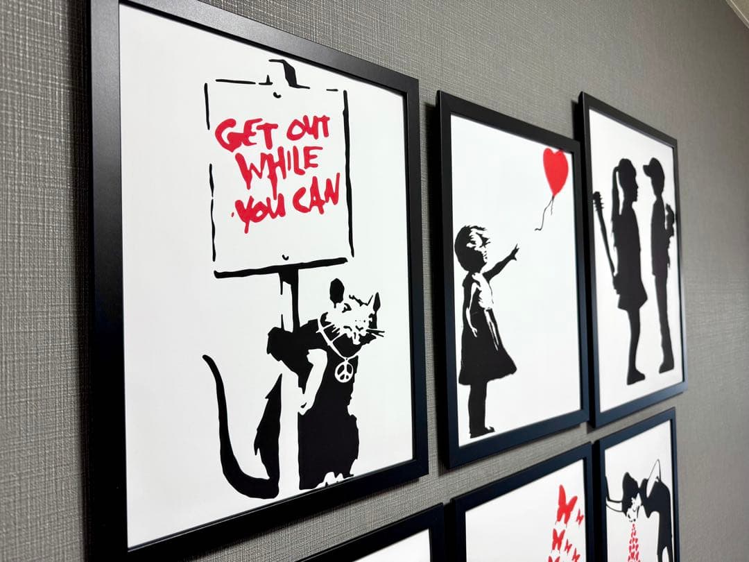 No.259フレーム付きキャンバスアート　バンクシー　バスキア　インテリア絵画