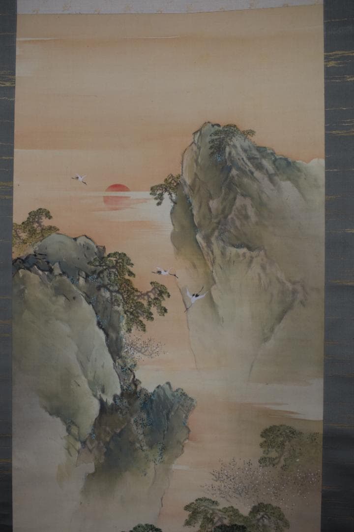 琴浦/蓬莱山図/祝事山水図/掛軸☆宝船☆Z-448