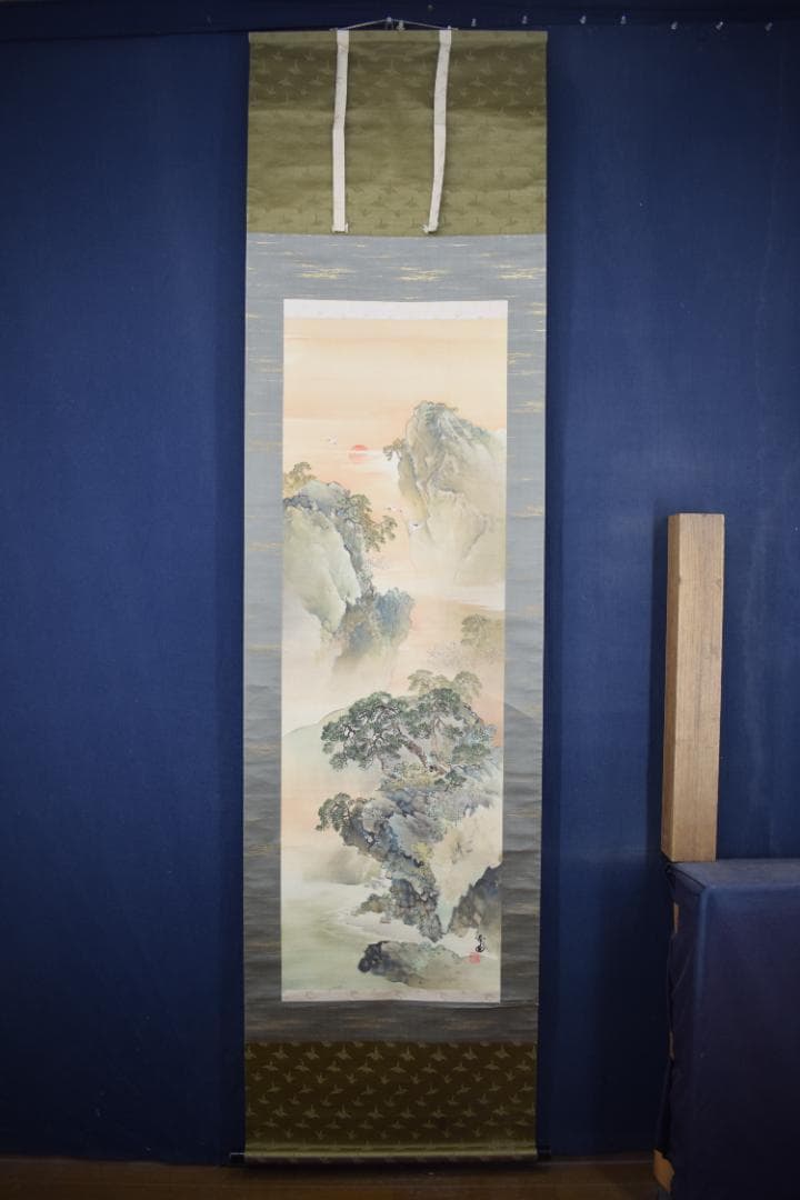 琴浦/蓬莱山図/祝事山水図/掛軸☆宝船☆Z-448