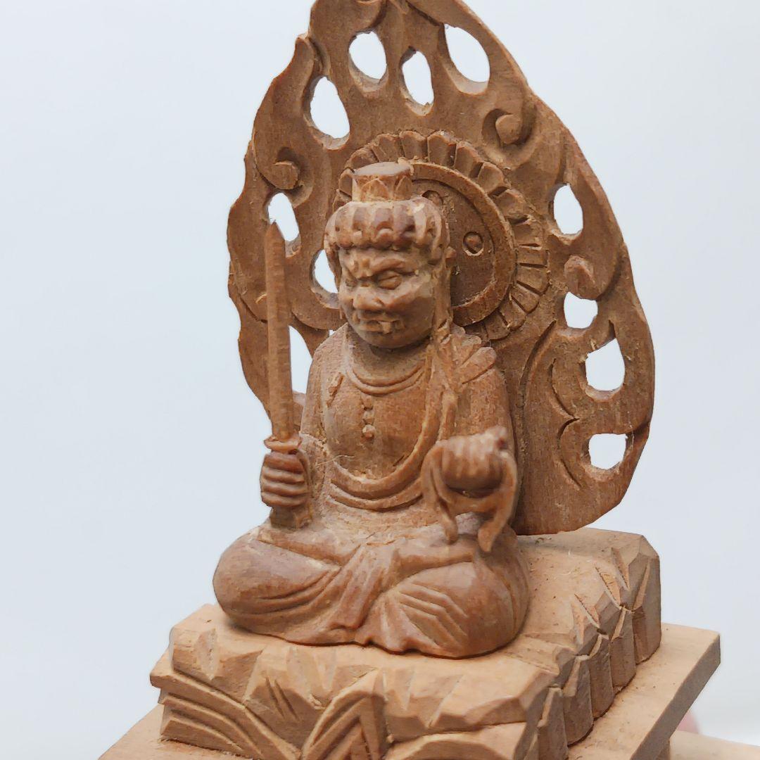 Y2293-26 仏教美術 木彫 不動明王 厨子 ミニチュア　I
