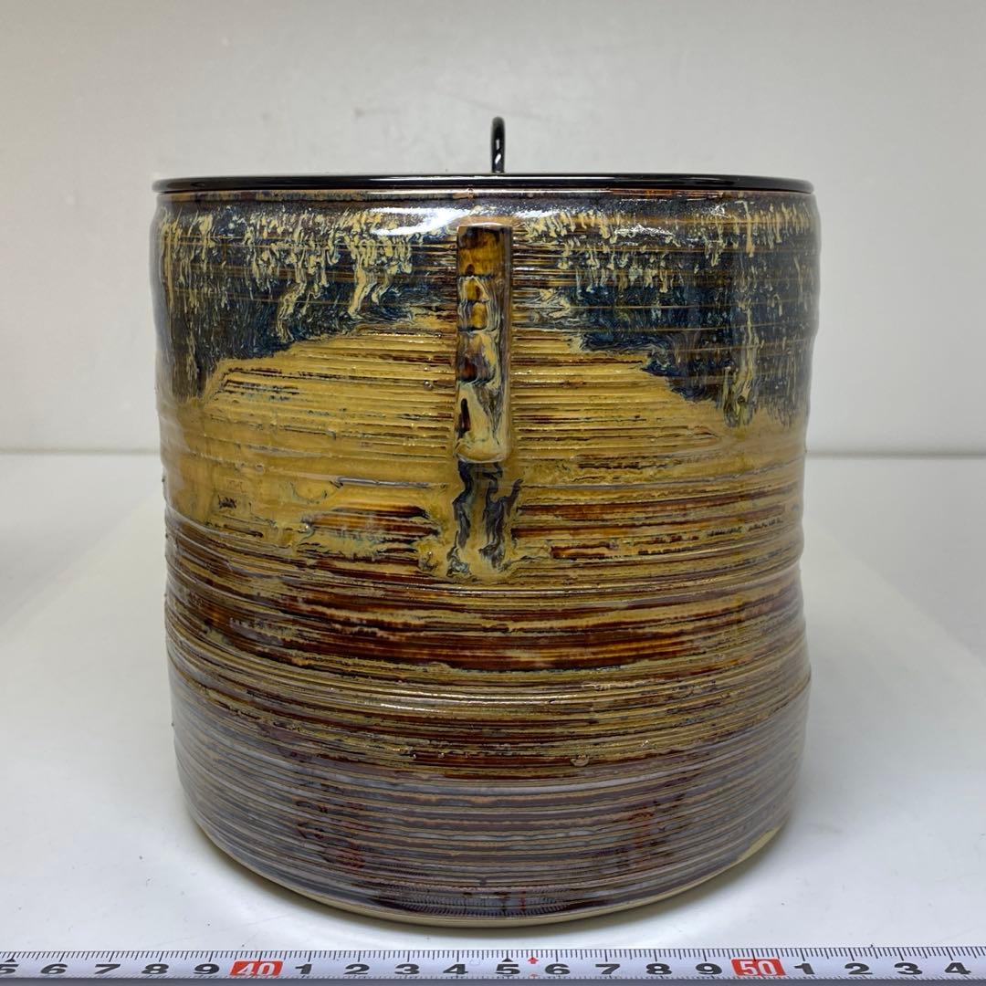 出来良 亀井楽山 高取管 耳水指 共箱 高さ28cm 東キ7-1114☆2F